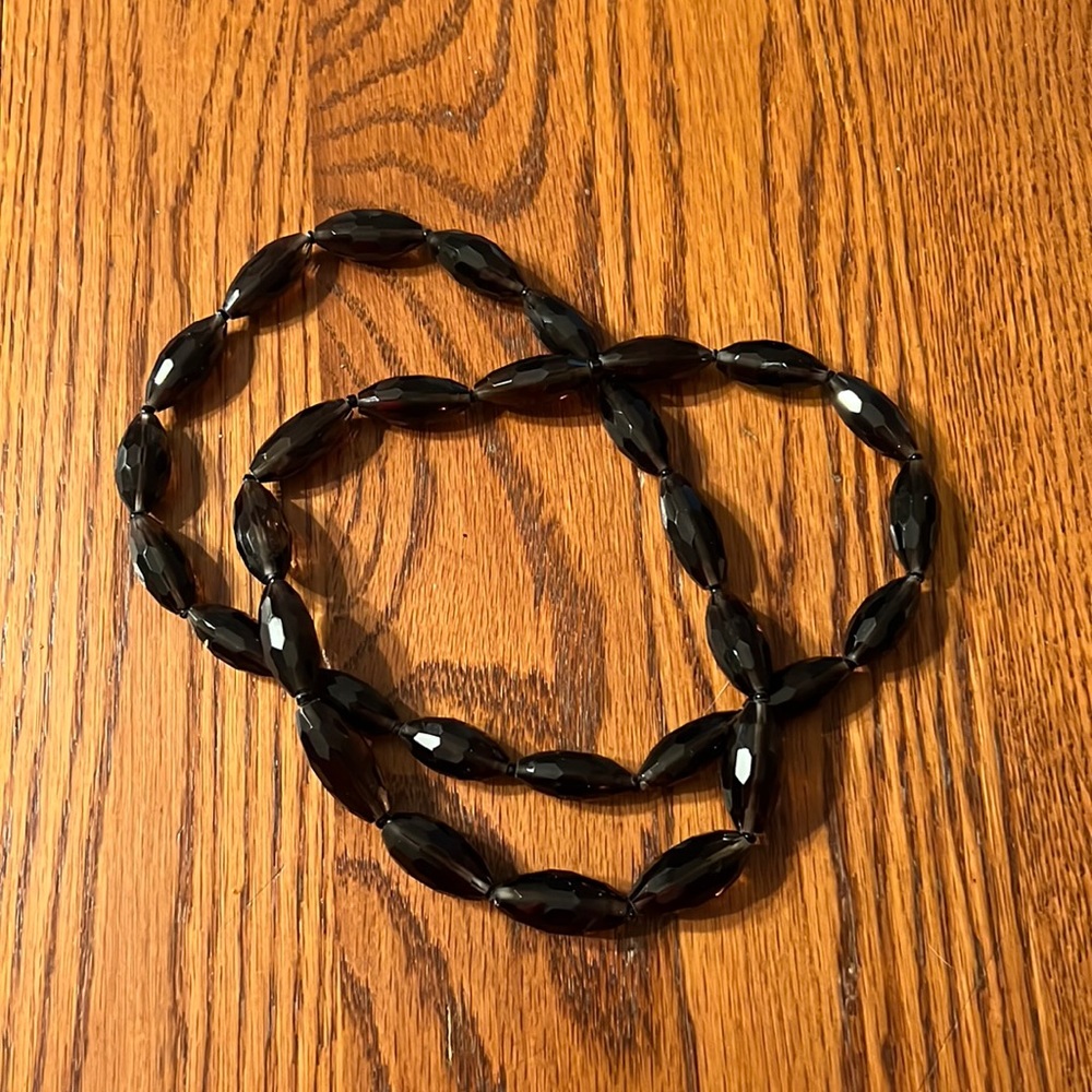 Vintage smoky brown glass bead necklace